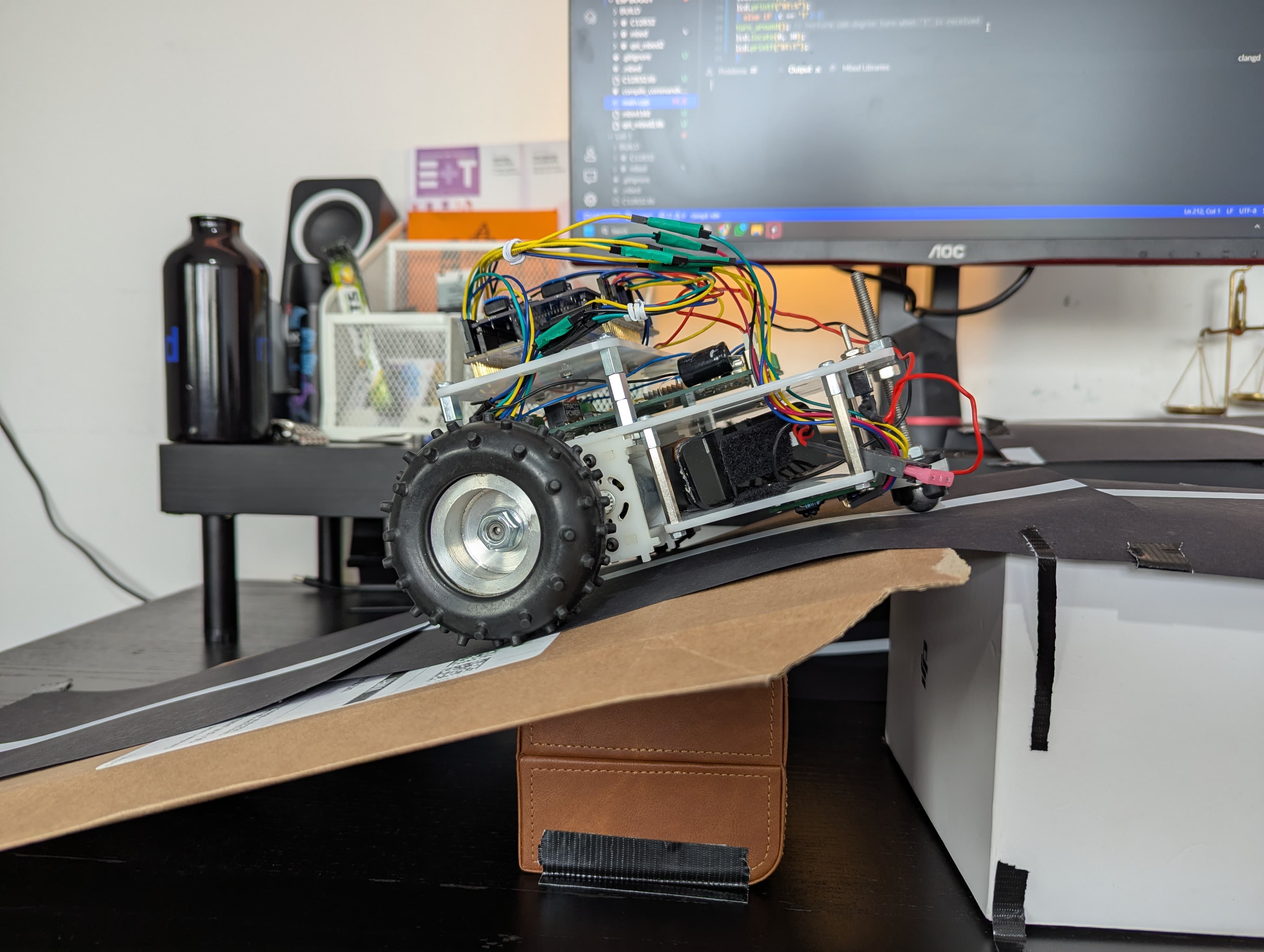 STM32 line-following car running on a track